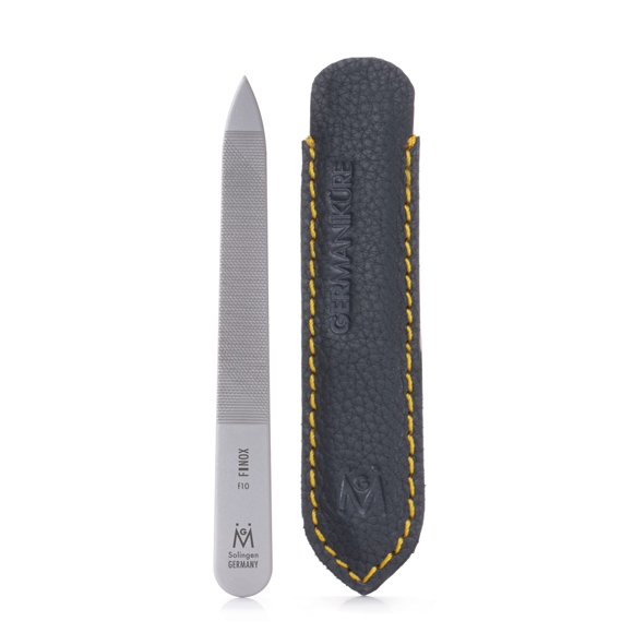 GERMANIKURE Travel Triple Cut Metal Nail File, Ethically Made in Solingen Germany, FINOX Stainless Steel, Double Sided, 9cm