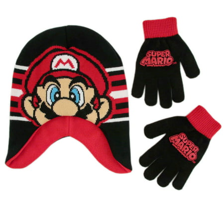 Nintendo Super Mario Hat and Gloves Cold Weather Set, Little Boys, Age 4-7