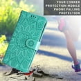 thumbnail image 5 of TECH CIRCLE Embossed Floral PU Leather Folio Flip Wristlet Shockproof Protective ID Credit Card Slots Holder Cover For iPhone 12 Pro Max,Green, 5 of 7