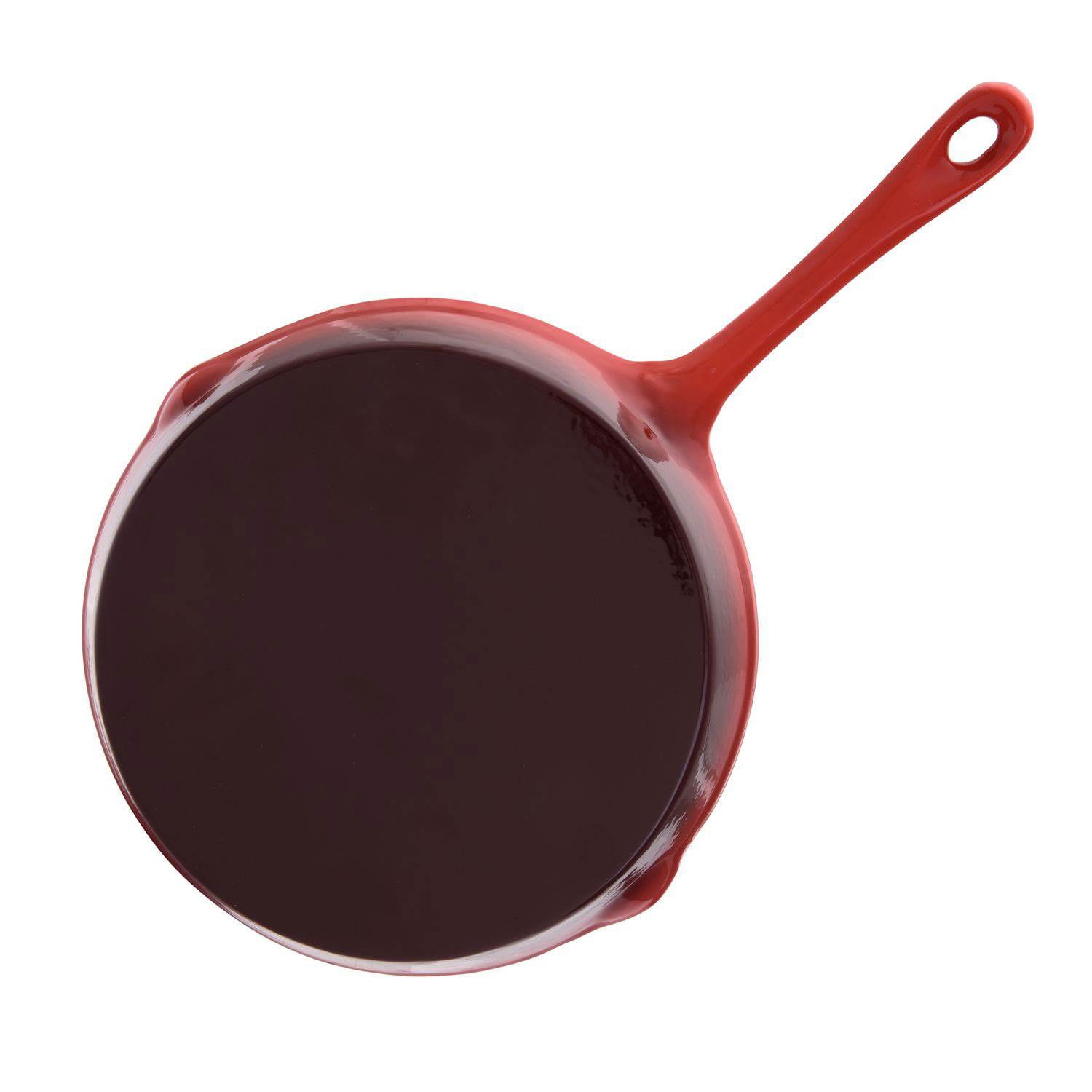 Red Hamilton Beach 12 Inch Enameled Coated Solid Cast Iron Frying Pan Skillet