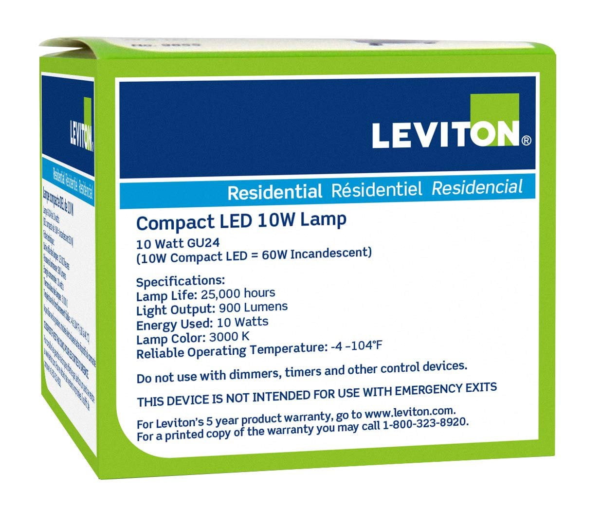 Leviton Electrical Accessory in White — UL Listed for US Residential Electrical Code Compliance, Drop-in NEC-Standard Wiring