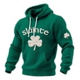 thumbnail image 2 of St Patricks Day Hoodies for Men Irish Shamrock Clover Graphic Waffle Knit Pullover Casual Shirt Holiday Outfit Green L, 2 of 3