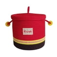 thumbnail image 4 of Cesta de almacenamiento de cuerda de algodón con tapa, multifuncional, decorativa Marrón amarillo rojo, 4 of 9