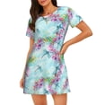 thumbnail image 1 of KLL Chemise de Nuit à Manches Courtes Imprimé Floral Libellule pour Femmes, Confortable, Col Rond, Mignonne, à Volants, 1 of 6