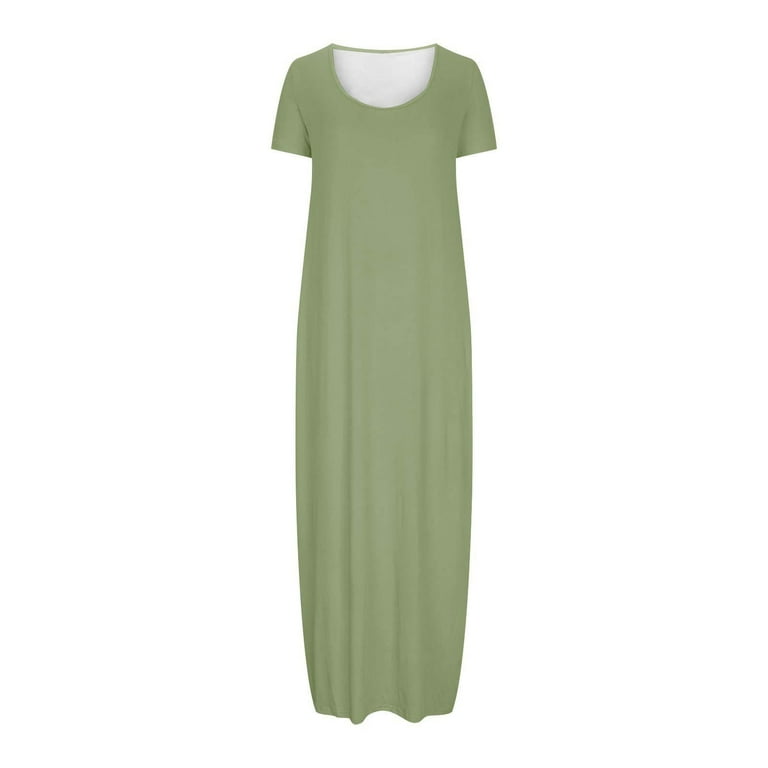 BRGZLK Women Summer Long Dress Casual Large Size Solid Color Round Neck Soft Cozy Short Sleeve Loose Maxi Swing T-Shirt Long Dresses Black XXXXXL BRGZLK Women Summer Long Dress Casual Large Size Solid Color Round Neck Soft Cozy Short Sleeve Loose Maxi Swing T-Shirt Long Dresses Black XXXXXL