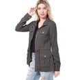 thumbnail image 1 of MixMatchy Women's Color Tencel Zip Up Snap Button Safari Military Anorak Utility Jacket with Pockets, 1 of 7