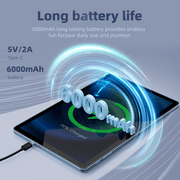 10.1 Inch HD Tablet, Octa-Core Processor Blue Android Tablet,12GB RAM,128 GB ROM, 8+13MP Dual Camera, G80 Tablet Computer
