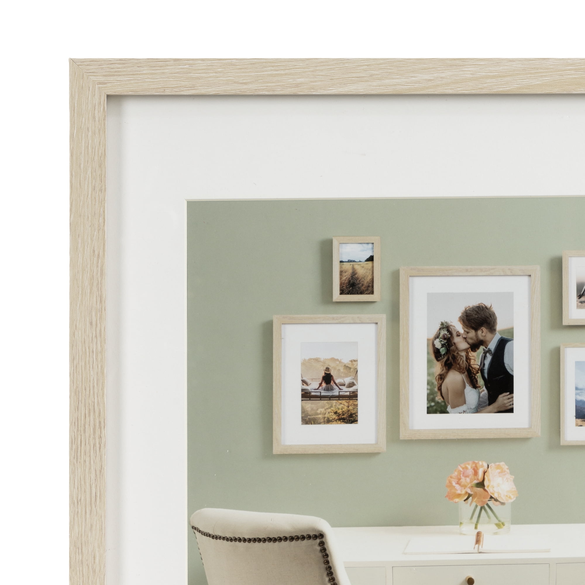 Cadre photo galerie naturel DesignOvation 35,6 cm x 45,7 cm avec passe-partout de 27,9 cm x 35,6 cm