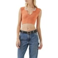 thumbnail image 1 of Franhais Women Summer Causual T-shirt, Short Sleeve U Neck Contrast Color Crop Top, 1 of 9