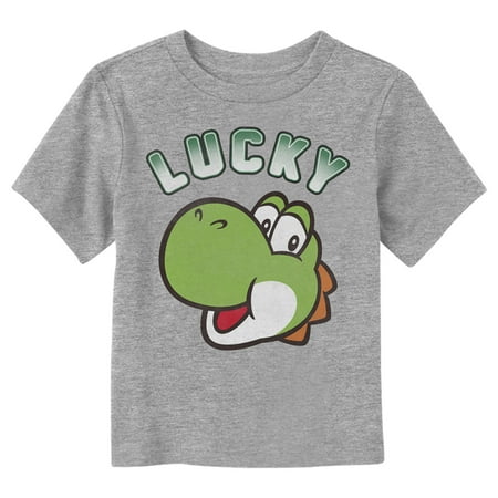 

Toddler s Nintendo Super Mario St. Patrick s Day Lucky Yoshi Graphic Tee Athletic Heather 5T