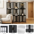 thumbnail image 2 of Room Divider with Shelves, 66.9-Inch Tall Japanese Shoji Style Wood Screen with Double Hinges for Home Office Decoration (6 Panels, Black), 2 of 14