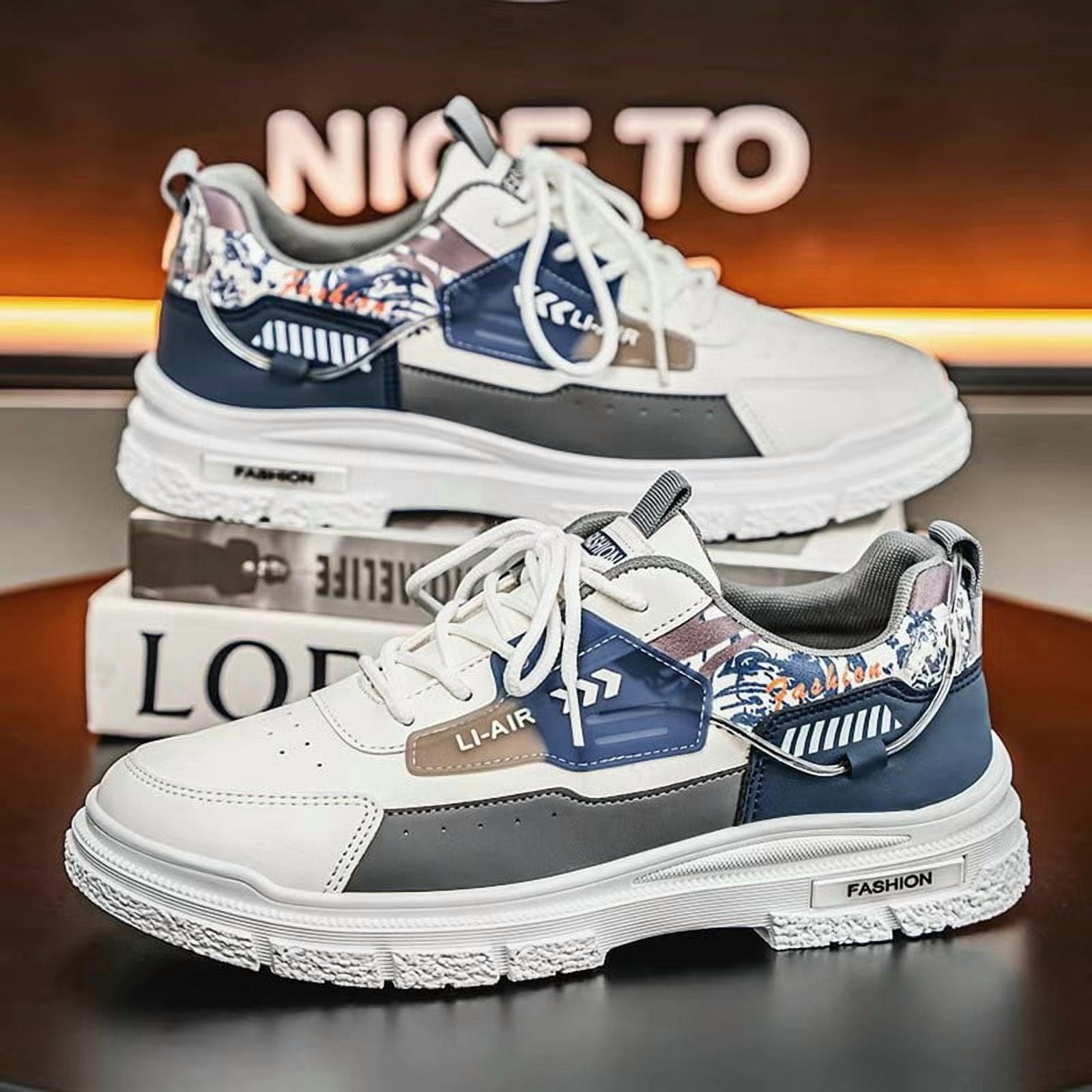 Men' British-Style Hiking Sneakers - Urban Outdoor, Casual & Work - Spring/Fall, / Upper (Men' Fashion)， Non-Slip Outsole & Cushioned PVC, Low-Top Lace-Up Shoes Suitable for Hiking