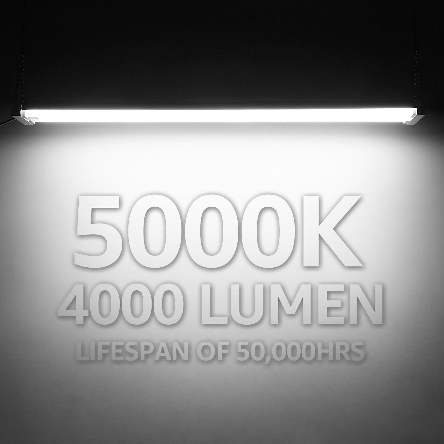 6 Pack Motion Sensor 4FT LED Utility Shop Light, 40W Plug in Linkable Light Fixtures, for Garage, Workshop, 4000lm, 5000K Daylight, Suspension & Flush Mount, FCC, ETL Certified