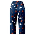 thumbnail image 4 of KDFJPTH USA Independence Day Star Print Capri Pants for Women Elastic Drawstring Waist Patriotic Cropped Trousers with Side Slits Dark Blue L, 4 of 4