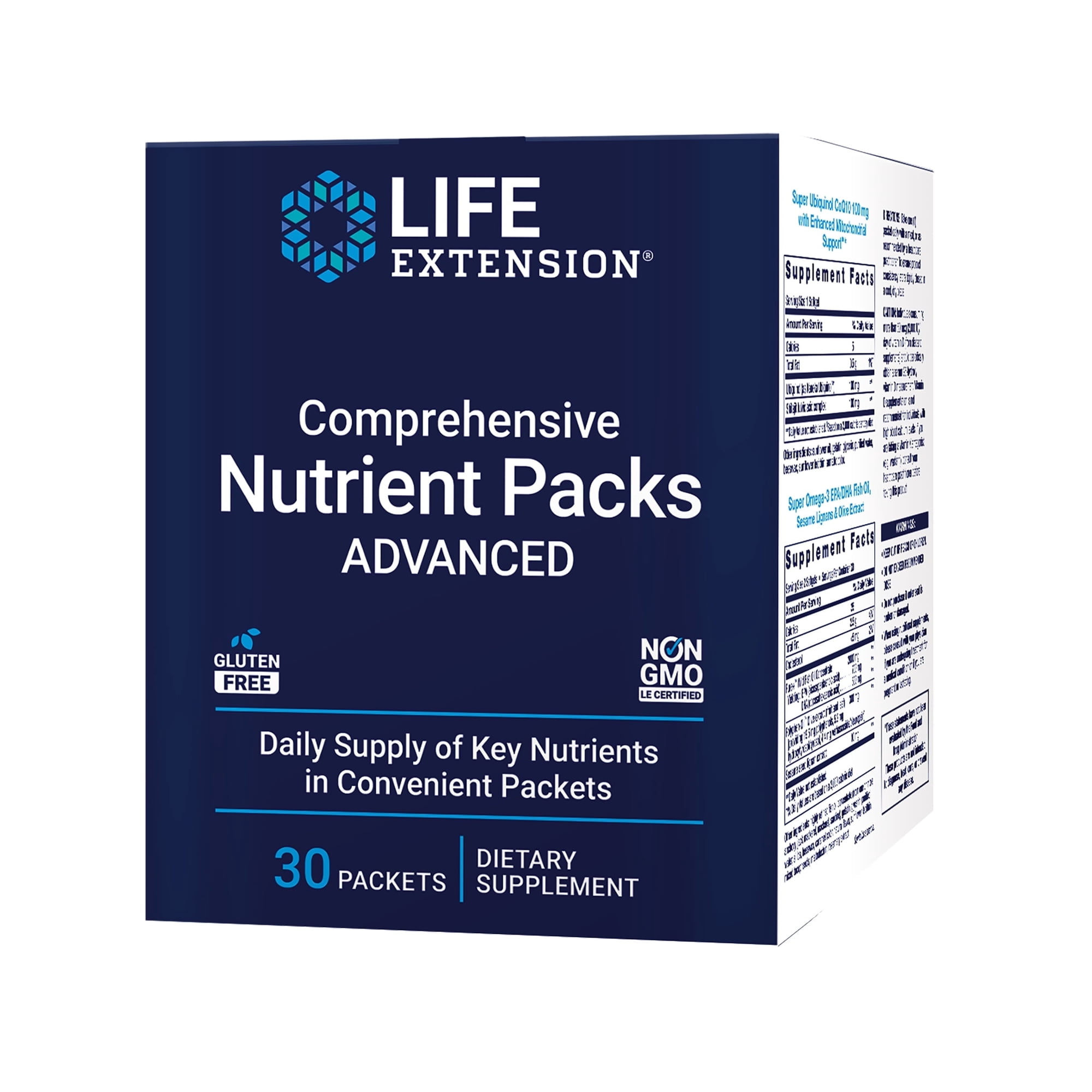 Life Extension Comprehensive Nutrient Packs ADVANCED - Oil-Based Nutrients - Multivitamin and Minerals Supplement with Omega-3, CoQ10 for Health and Healthy Aging – Gluten-Free, Non-GMO - 30 Packets