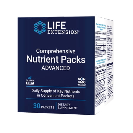 Life Extension Comprehensive Nutrient Packs ADVANCED - Oil-Based Nutrients - Multivitamin and Minerals Supplement with Omega-3 CoQ10 for Health and Healthy Aging – Gluten-Free Non-GMO - 30 Packets