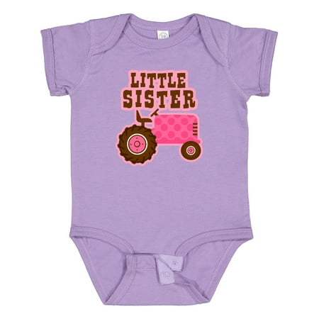 

Inktastic Pink Tractor Little Sister Gift Baby Girl Bodysuit