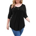 thumbnail image 3 of VERABENDI Women's Plus Size Long Sleeve Casual Tunic Tops Floral Blouses Henley T Shirts for Women, 3 of 6