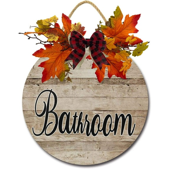 Eveokoki 12" Bathroom Sign,Hanging Wall Art, Decorative Wood Sign Home or Office Bathroom Door Decor,Rustic Hanging Wooden Signs Family Sign Rustic Wall Decor Indoor