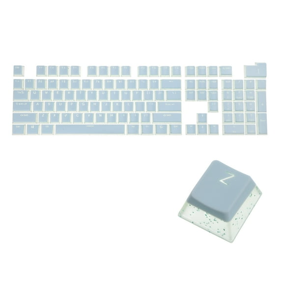 104 Keys Pudding Keycaps Set OEM Profile ABS for 61/87/104 Mechanical Keyboard Layout, Teal Blue & Translucent
