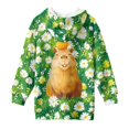 thumbnail image 5 of Psesaysky Girls Capybara Daisy Flower Print Hoodie Toddler Oversized Hooded Sweatshirt Cute Graphic Casual Pullover Tops with Pockets for 13-14 Years, 5 of 7