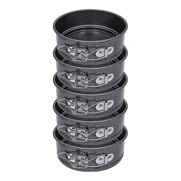 Juego de moldes para pasteles: paquete de 5 moldes para hornear redondos con fondo extraíble, moldes para pasteles para mini tartas de queso