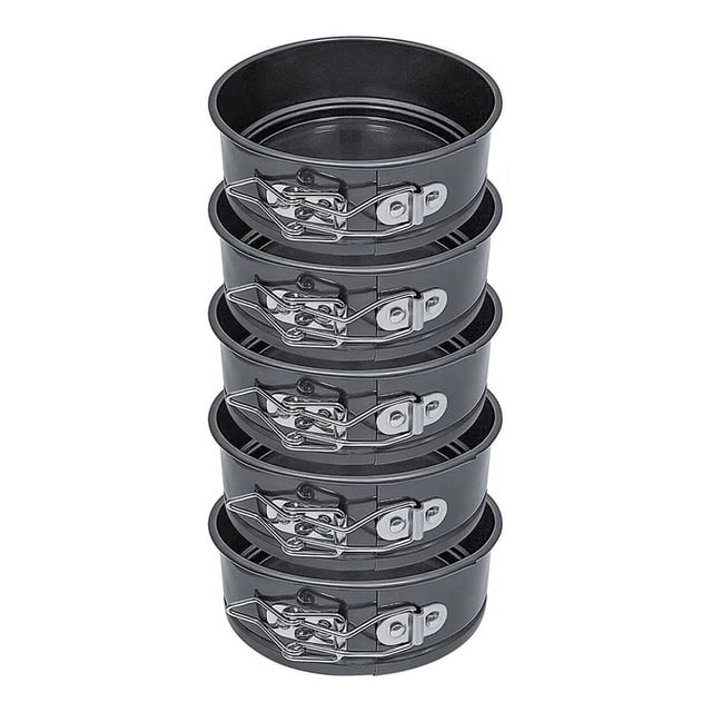 Juego de moldes para pasteles: paquete de 5 moldes para hornear redondos con fondo extraíble, moldes para pasteles para mini tartas de queso