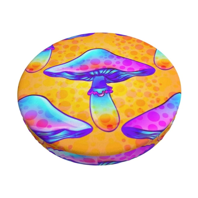 Balery Magic Mushrooms Fundas de asiento para taburete de bar redondo de tela de terciopelo ajustables que protegen de arañazos y manchas para sillas de 14 a 17 pulgadas.-12 inch