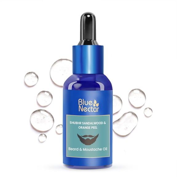 Blue Nectar Beard & Moustache Oil for Men with Ayurvedic Herbs, Lightweight Non-Greasy Beard Oil for Soft & Healthy-Looking Beard Hair, 1 fl oz