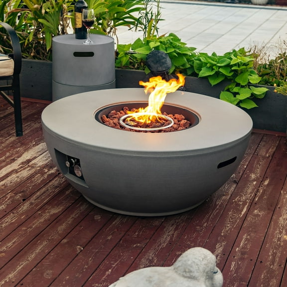 CoSoTower Steel Propane Fire Bowl Outdoor Round Propane Fire Pit with Tank Holder