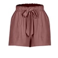thumbnail image 6 of Cotton Linen Shorts for Women Summer Casual Soft Lightweight Elastic Waist Wide Leg Loose Beach Shorts with Pockets, 6 of 6