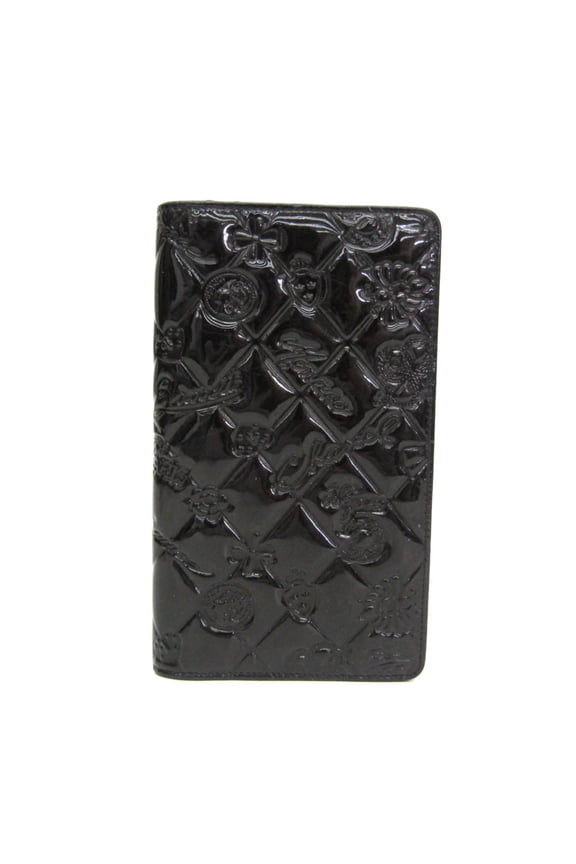 Pre-Owned Chanel Icon Symbol Charm A37151 Women's Patent Leather Long Wallet (bi-fold) Black
