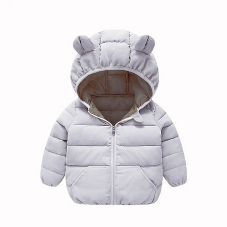 

Child Sweater Toddler Boys Girls Winter Windproof Fleece Bear Ears Hooded Jacket Kids Warm Outerwear Coat