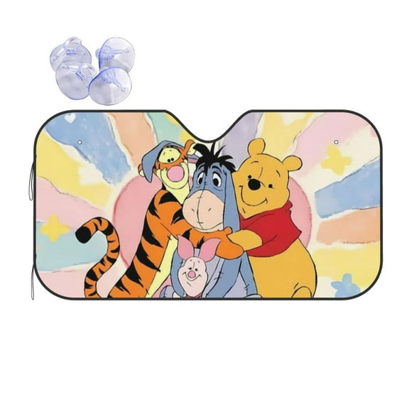 Front Windshield Sun Shade Winnie The Pooh Folding Shield UV Ray Blocks Visor Protector for Car Truck SUV Medium
