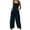 Navy, variant on Plus Size Jumpsuit Womens Ethnic Style Solid Buttons Pocket Suspender Jumpsuit Green XL(XL)