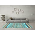 thumbnail image 3 of Ahgly Company Indoor Round Abstract Light Blue Modern Area Rugs, 3' Round, 3 of 4