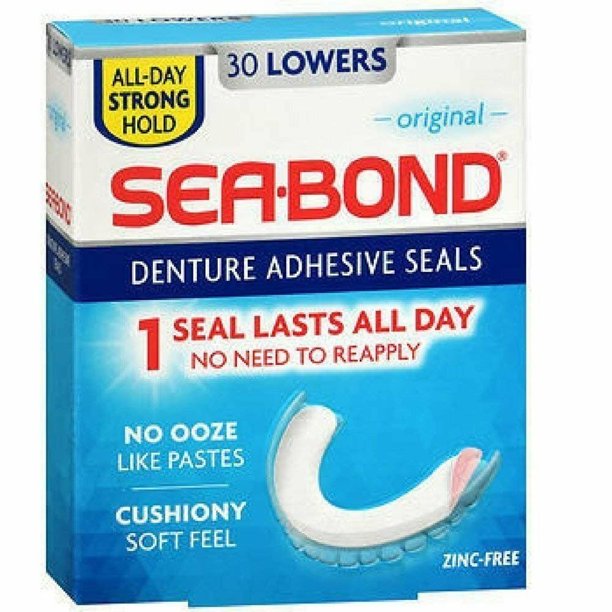 SEABOND Denture Adhesive Seals Original Cushion No Ooze Zinc Free, 30ct, 1 Pack