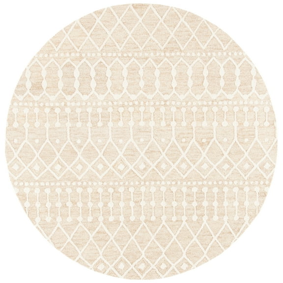 SAFAVIEH Blossom Aspen Geometric Wool Area Rug, Beige/Ivory, 6' x 6' Round