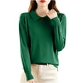 thumbnail image 1 of Timegard Womens Tops Long Sleeve Stand Collared Casual T Shirts Solid Color Comfy Trendy Blouses, 1 of 2