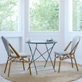 thumbnail image 3 of Merrick Lane Set of Two Indoor/Outdoor Stacking French Bistro Chairs with White and Navy Patterned Seats and Backs & Bamboo Finished Aluminum Frames, 3 of 12
