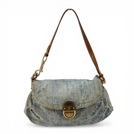 Pre-Owned LOUIS VUITTON M95050 Monogram Denim Mini Pleaty Handbag Shoulder Bag for Women Blue