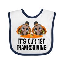 Inktastic Twins First Thanksgiving Turkey Boys or Girls Baby Bib