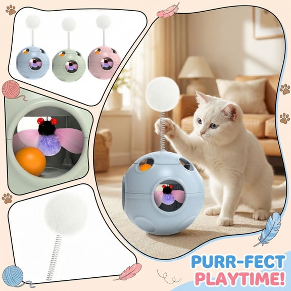 YujiCraft Pet Toys - Interactive Cat Toys Football Rotation Bubble Land Cube, Stress Relief Puzzle Toy for Indoor Cats, Keeps Cats Engaged & Entertained,Blue