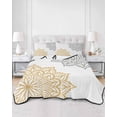 thumbnail image 3 of Boho Gray Beige Floral Full Size Down Alternative Comforter, Lightweight Comforter Quilt Bedding Set with Pillow Shams Retro Abstract Art Flowers All Seasons Bed Comforter Duvet Insert 78"x90", 3 of 7