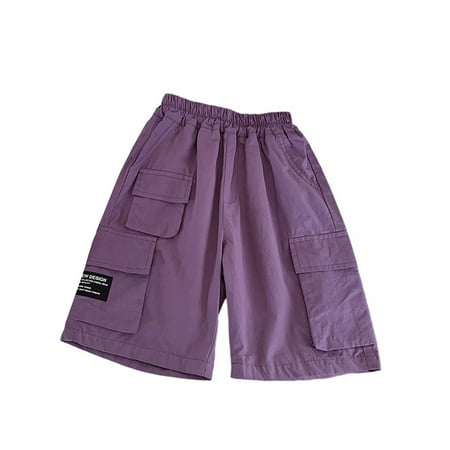 CAIVO Summer Boys Loose Waist Pants With Pockets Versatile Casual Shorts Knee Length Pocket Work Pants Fashionable Toddler Child Daily Wear Trousers