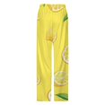 thumbnail image 4 of Lemons on Yellow Pajamas Leisure Trousers Soft Warm Sleepwear Bottoms Loose Retro Nightwear, 4 of 6