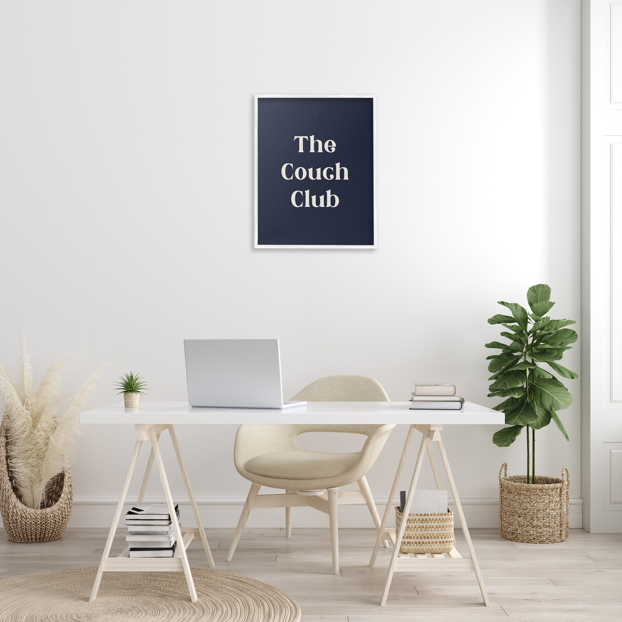 Stupell Industries Couch Club Phrase Typography Painting White Framed Art Print Wall Art, 24 x 30