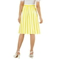 thumbnail image 4 of MODA NOVA Junior's Stripes Button Front Elastic Back A Line Midi Skirt, 4 of 6