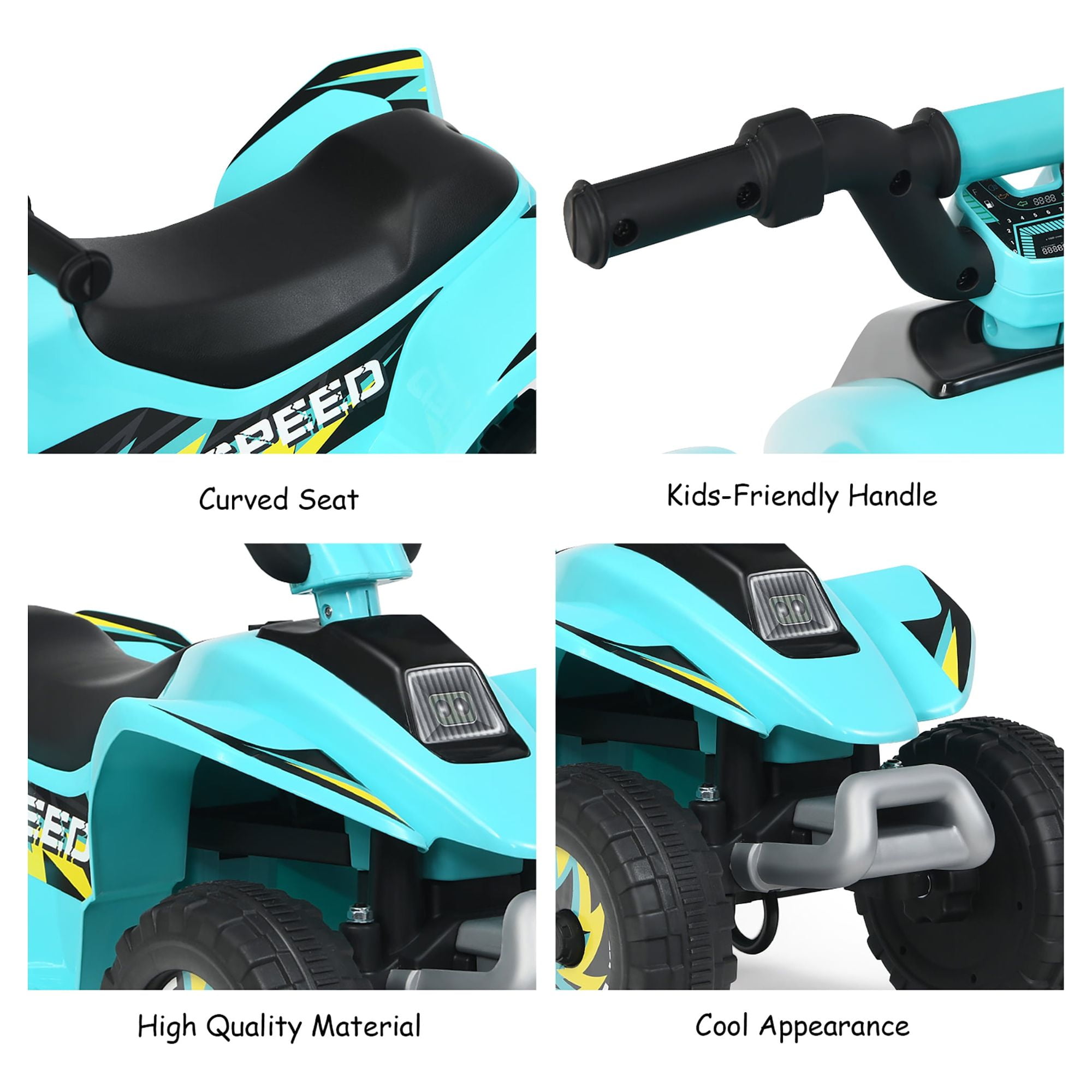 Costway 6V Kids Electric Quad ATV 4 Wheels Ride on Toy Toddlers Forward & Reverse Blue