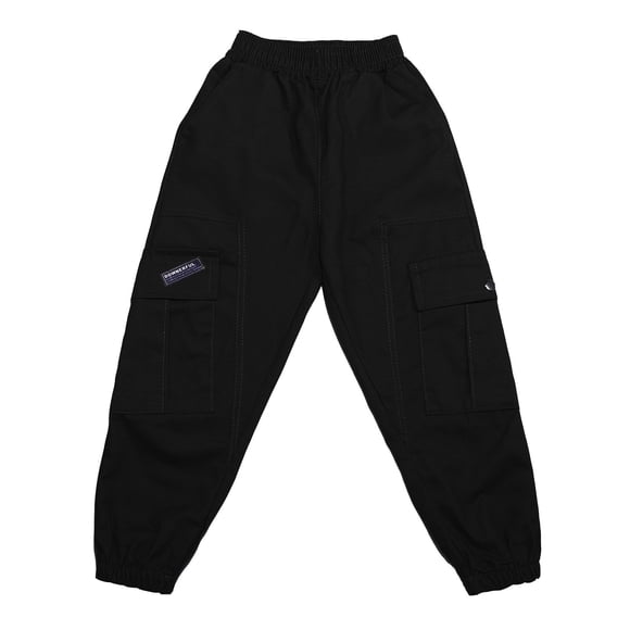 Zhuashum Baseball Pants Youth Boys 11-12 Years Kids Summer Wide Leg Cargo Pants Solid Color Loose Sweatpants Trousers For Sports Activewear Casual Boy Clothes Black